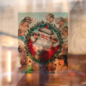 Weihnachtsmann & Kinder frohe Weihnachten Fensteraufkleber (Blatt 2)