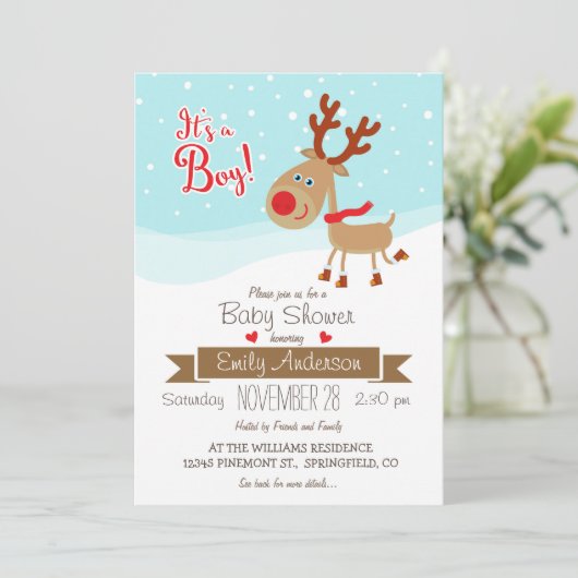 Weihnachtsmann, Kinderdusche Einladung (Stehend Vorderseite)