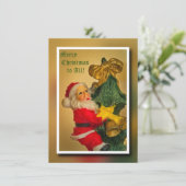 Weihnachtsmann Klettern im Weihnachtsbaum - Vintag (Stehend Vorderseite)