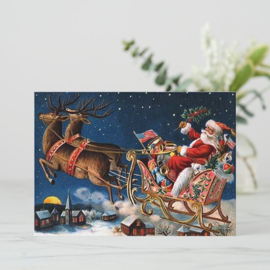 Weihnachtsmann kommt zur Stadt Einladung (Stehend Vorderseite)