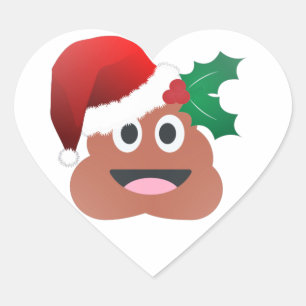 Weihnachtsmann Kot Emoji Herz-Aufkleber
