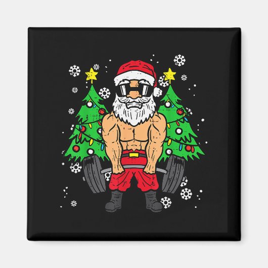Weihnachtsmann-Krafttraining Xmas Gewichtheben Fit Magnet (Vorne)