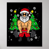 Weihnachtsmann-Krafttraining Xmas Gewichtheben Fit Poster