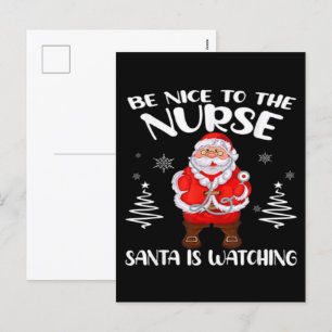 Weihnachtsmann-Krankenschwester Feiertagspostkarte