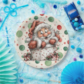 Weihnachtsmann kriecht aus Geschenkbox Pappteller (Party)