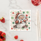 Weihnachtsmann kriecht aus Geschenkbox Serviette (Beispiel)