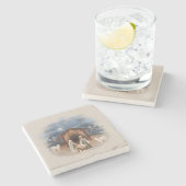 Weihnachtsmann Krippe Szene Wasserfarbe Steinuntersetzer (Seitenansicht)