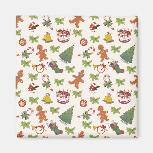 Weihnachtsmann, Kuchen und Lebkuchen Mann Magnet (Vorne)