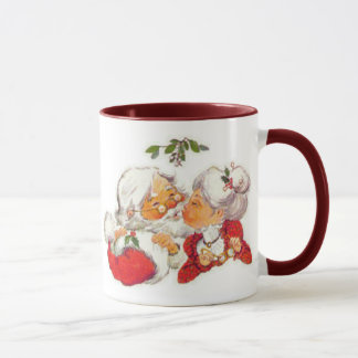 Weihnachtsmann küßt Mrs Claus vintage Tasse