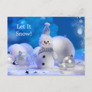 Weihnachtsmann Lachender Schneemann Einfach Feiertagspostkarte