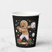 Weihnachtsmann Lebkuchen Sportler Baseballspieler  Pappbecher (Vorderseite)