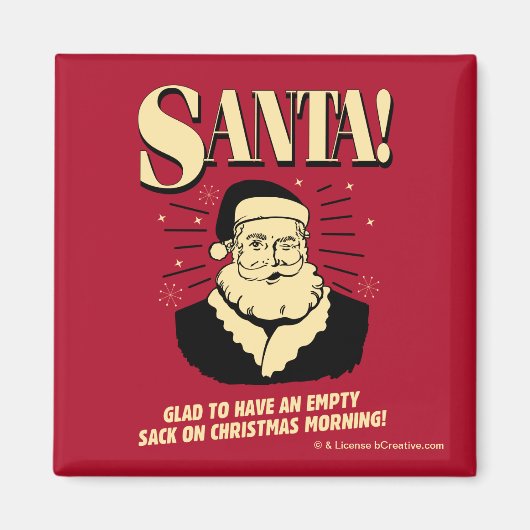 Weihnachtsmann: leerer Sack am Weihnachtsmorgen Magnet (Vorne)