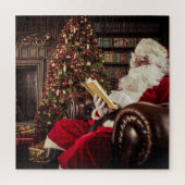 Weihnachtsmann Lesen in der Bibliothek Weihnachtsf Puzzle (Vertikal)