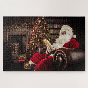 Weihnachtsmann Lesen in der Bibliothek Weihnachtsf Puzzle