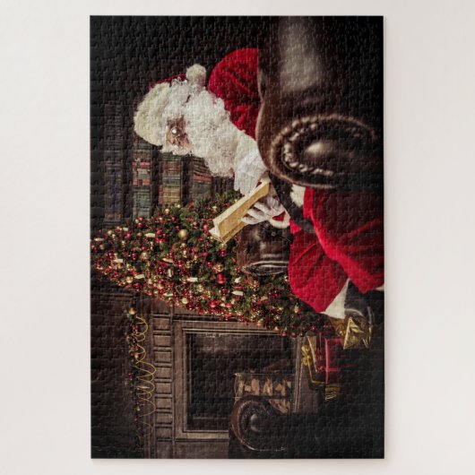 Weihnachtsmann Lesen in der Bibliothek Weihnachtsf Puzzle (Vertikal)