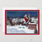 Weihnachtsmann liefert Bücher Feiertagskarte (Vorne/Hinten)
