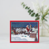 Weihnachtsmann liefert Bücher Postkarte (Stehend Vorderseite)