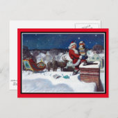 Weihnachtsmann liefert Bücher Postkarte (Vorne/Hinten)