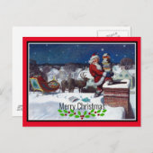 Weihnachtsmann liefert Bücher Postkarte (Vorne/Hinten)