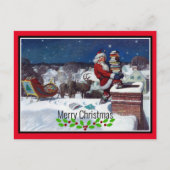 Weihnachtsmann liefert Bücher Postkarte (Vorderseite)