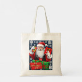 Weihnachtsmann liefert Geschenke Tragetasche (Rückseite)
