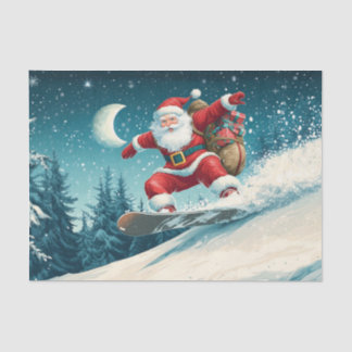Weihnachtsmann liefert Weihnachtsgeschenke auf ein Seidenpapier