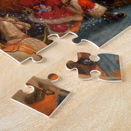 Weihnachtsmann liefert Weihnachtsgeschenke Jigsaw Puzzle (Seite)