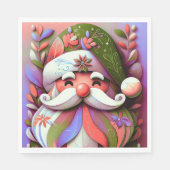 Weihnachtsmann Lila grün Serviette (Vorderseite)