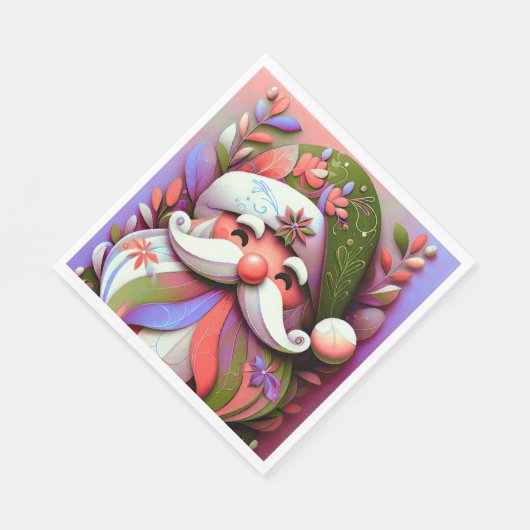 Weihnachtsmann Lila grün Serviette (Ecke)