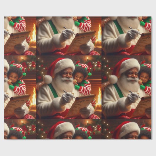 Weihnachtsmann-Liste Geschenkpapier (Flach)