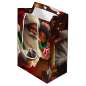 Weihnachtsmann-Liste Mittlere Geschenktüte (Vorderseite Schrägansicht)