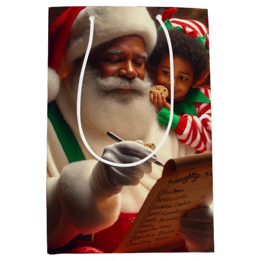 Weihnachtsmann-Liste Mittlere Geschenktüte (Vorderseite)