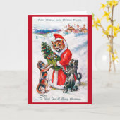 Weihnachtsmann, Louis Wain Karte (Gelbe Blume)