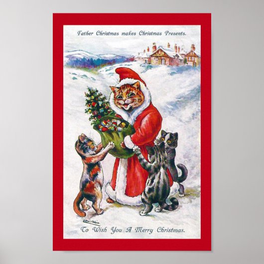 Weihnachtsmann, Louis Wain Poster (Vorne)