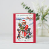 Weihnachtsmann, Louis Wain Postkarte (Stehend Vorderseite)