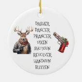 Weihnachtsmann Lover Reindeer-Namen Keramik Ornament (Hinten)