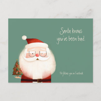 Weihnachtsmann Lustige Sprüche Du bist böse gewese Postkarte