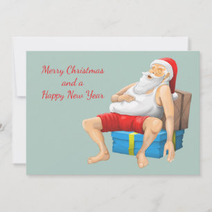 Weihnachtsmann macht ein kleines Nickerchen Feiertagskarte