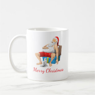Weihnachtsmann macht ein kleines Nickerchen Kaffeetasse