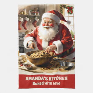 Weihnachtsmann macht personalisierten Fruchtkuchen Geschirrtuch