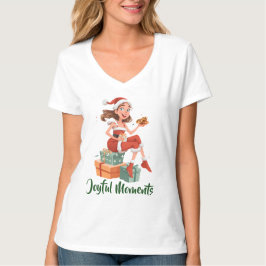 Weihnachtsmann-Mädchen mit Keksen und Geschenken T-Shirt