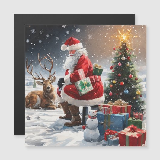 Weihnachtsmann Magneteinladung (Vorne/Hinten)