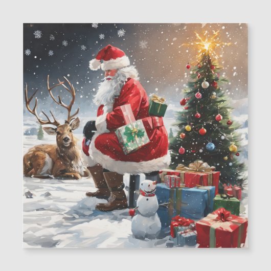 Weihnachtsmann Magneteinladung (Vorderseite)