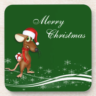 Weihnachtsmann-Maus Getränkeuntersetzer