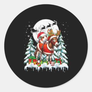 Weihnachtsmann Meerschweinchen Reittier Rentier Es Runder Aufkleber