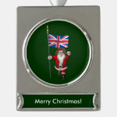 Weihnachtsmann mit Abschluss des Vereinigten König Banner-Ornament Silber (Vorderseite)