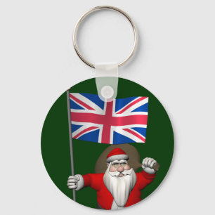 Weihnachtsmann mit Abschluss des Vereinigten König Schlüsselanhänger