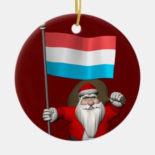 Weihnachtsmann mit Abschluss Luxemburgs Keramikornament (Vorne)