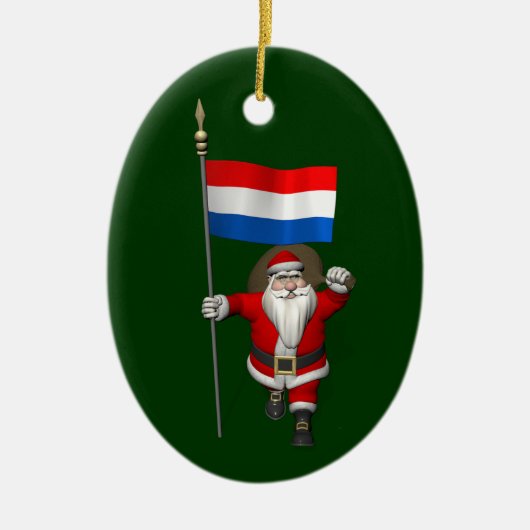 Weihnachtsmann mit Abtritt der Niederlande Keramikornament (Vorne)