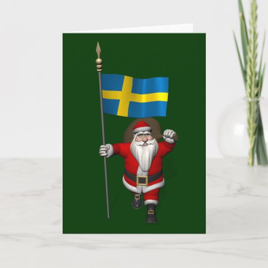 Weihnachtsmann mit Abtritt Schwedens Feiertagskarte (Vorderseite)